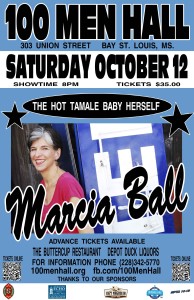 100 Men Hall will host Marcia Ball Oct. 12 in Bay St. Louis.